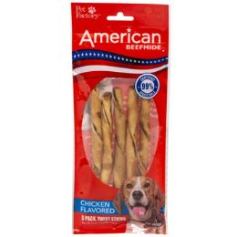 24 Bulk Dog Treats Chicken Flavor 5pk 5in Twistedz Sticks American Beefhide #27754