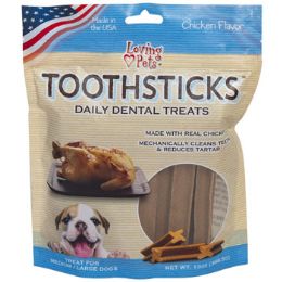 24 Bulk Dog Treat Dental Toothsticks Chicken Flavor 13 Oz For Medium To Large Dogs Made In Usa