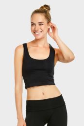60 Bulk Sofra Ladies Crop Tank Top In Black