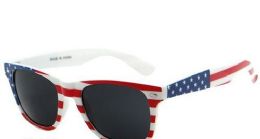 36 Bulk Wayfarer Style Plastic American Flag Print Sunglasses