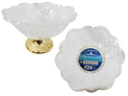 48 Bulk CRYSTAL-LIKE BOWL With GOLD FOOT 8.6" Diameter X 5.5" High