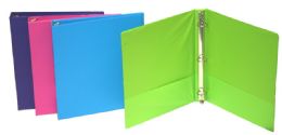 12 Bulk Binder 1 Inch 3 Ring 2 Inner Pockets Pink Green Blue Purple
