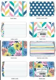 24 Bulk Index Cards - Fashion Covers - 3 X 5 Inch - 75 Cards - Ruled - Fashion Printed Inside Sheets and Covers - Ring - Elastic Band Closure - Studio C
