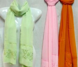 36 Bulk Silk Scarves Scarf With Flower Embroidery