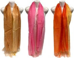 36 Bulk Two Tone Scarf Scarves With Fringes Assorted Colors