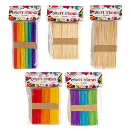 24 Bulk Craft Sticks Wood 80pc Reg/40pc Large Natural/multicolor 24pcpdq