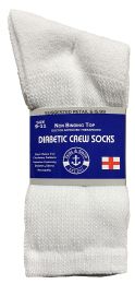 36 Bulk Yacht & Smith Women's Loose Fit NoN-Binding Soft Cotton Diabetic White Crew Socks Size 9-11