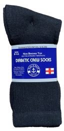 36 Bulk Yacht & Smith Women's Loose Fit NoN-Binding Soft Cotton Diabetic Black Crew Socks Size 9-11