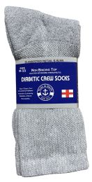 36 Bulk Yacht & Smith Women's Cotton Diabetic Gray Crew Socks Size 9-11