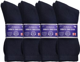 24 Bulk Yacht & Smith Women's Loose Fit NoN-Binding Soft Cotton Diabetic Crew Socks Size 9-11 Navy Bulk Pack