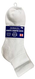 36 Bulk Yacht & Smith Women's Diabetic Cotton Ankle Socks Soft NoN-Binding Comfort Socks Size 9-11 White Bulk Pack
