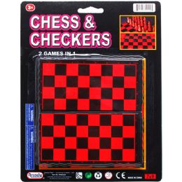 72 Bulk 2 In 1 Chess & Checkers Game Set On Blister Card