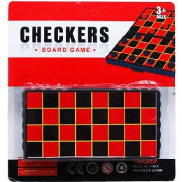 96 Bulk 5.25" Checkers Board Game On Blister Card