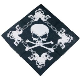24 Bulk BandanA-Skulls And Barbed Wire Large Skull In Center