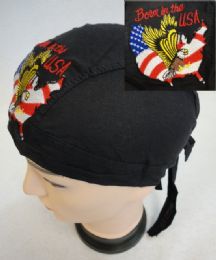 24 Bulk Embroidered Skull Cap [born In The Usa