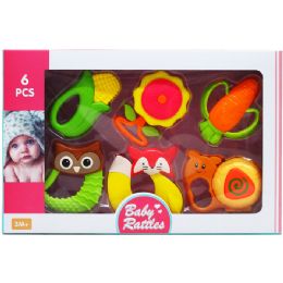 12 Bulk 6pc Baby Rattle Play Set In Window Box, 2 Assrt Clrs