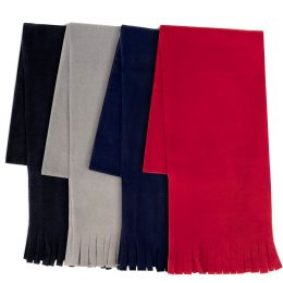 100 Bulk Adult Fleece Scarves 60" X 8" With Fringe - Assorted Colors