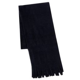 100 Bulk Adult Fleece Scarves 60" X 8" With Fringe - Black