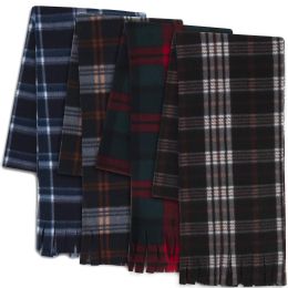 100 Bulk Adult Fleece Scarves 60" X 8" With Fringe - Flannel Scarves