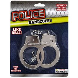 24 Bulk Handcuff Metal Diecast W/keys Blistercard
