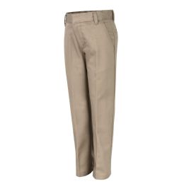 24 Bulk Kid's Flat Front Double Knee Pants -Khaki -Size 12