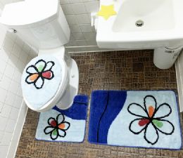 12 Bulk 3 Pieces Bathroom Toilet Cover Mat Set