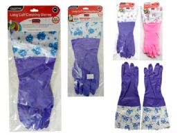 144 Bulk GLOVES LONG CUFF 1 PAIR PK PUR