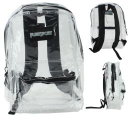 12 Bulk 17" Classic Clear Backpacks W/ Front Zipper Pocket