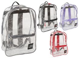 24 Bulk 17" Clear Backpacks W/ Solid Trim