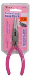 24 Bulk Long Nose Pliers 6 Inch Pink