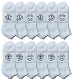 24 Bulk Yacht & Smith Men's King Size No Show Cotton Ankle Socks Size 13-16 White