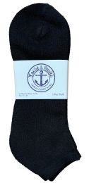 24 Bulk Yacht & Smith Men's King Size Cotton No Show Ankle Socks Size 13-16 Black Bulk Pack