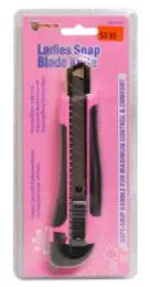 36 Bulk Snap Blade Knife With Rubber Grip Pink