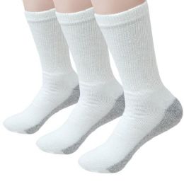120 Bulk Socks Unisex Crew Cut Athletic Size 10-13 In White With Grey