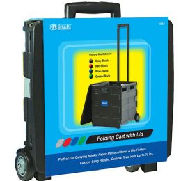 3 Bulk 16"x18"x15" Black Folding Cart On Wheels W/lid Cover