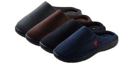 36 Bulk Boy's Bedroom Suede Slippers W/ Side Stitching - Assorted Colors - Sizes SmalL-xl