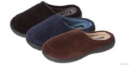 36 Bulk Boy's Plush Slide Slippers - Solid Colors