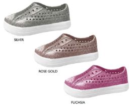 12 Bulk Toddler Girl's Glitter Sneaker Clogs