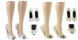 24 Bulk Women's Wedding RolL-Up Flats - Gold & Silver