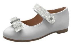 12 Bulk Toddler Flower Girl Dual Strapped Wedding Flats W/ Embroidered Glitter