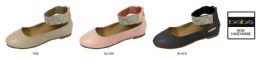 12 Bulk Girl's Ankle Strap Flats W/ Rhinestone Embellished Ankle Strap
