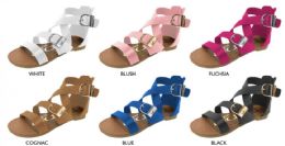8 Bulk Girl's Strappy Gladiator Sandals W/ Bebe Embossed Buckles & Straps
