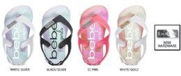 36 Bulk Toddler Girl's Eva Flip Flops W/ Holographic Footbed & Bebe Embelishment