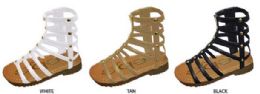 12 Bulk Toddler Girl's Elastic Gladiator Sandals W/ Studs & Inside Zipper