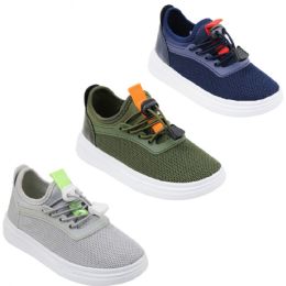 12 Bulk Boy's Breathable Sneakers W/ Adjustable NO-Tie Lock Laces