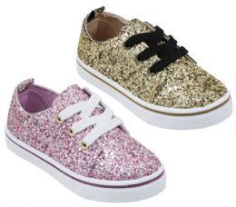 12 Bulk Girl's Sequin Embroidered Sneakers - Choose Your Color(s)