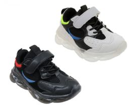 12 Bulk Boy's Breathable Sneakers W/ Adjustable Strap & Elastic Laces