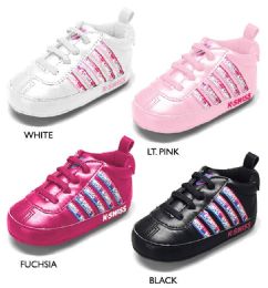18 Bulk Infant Girl's Sneakers W/ Logo Webbing Detail & Elastic Laces
