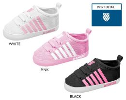 18 Bulk Infant Girl's Mesh Sneakers W/ Elastic Laces, Contrast Stripes, & Logo