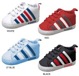 18 Bulk Infant Boy's Sneakers W/ Elastic Laces & Stripe Details